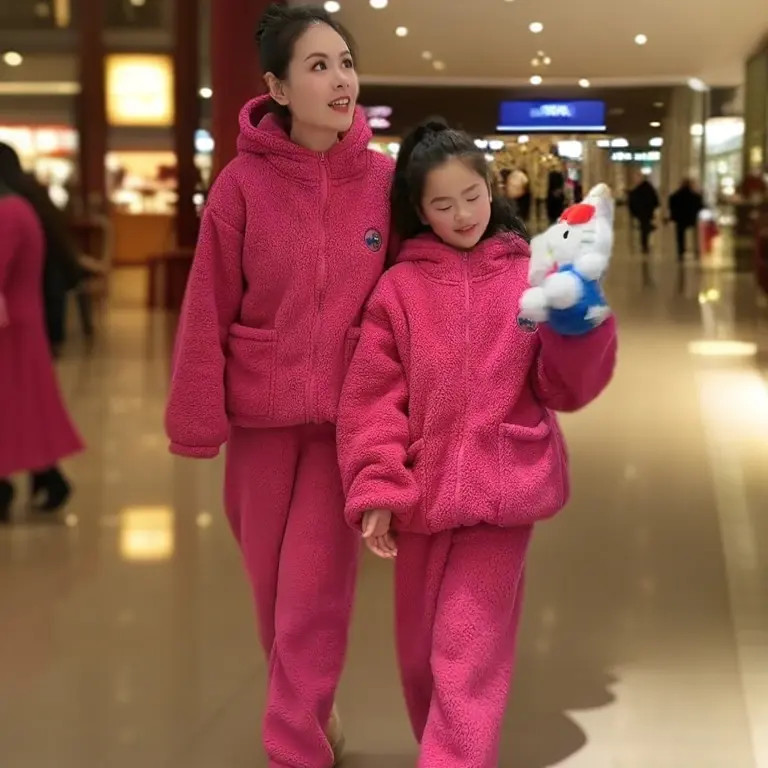 2025冬季时尚保暖睡衣家居服摇粒绒锁温保暖情侣睡衣套装