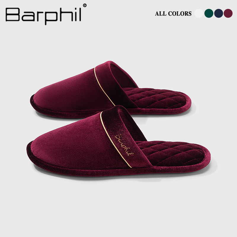 Barphil拖鞋冬季2025新款情侣静音晨袍婚鞋丝绒面料气质婚鞋爆款