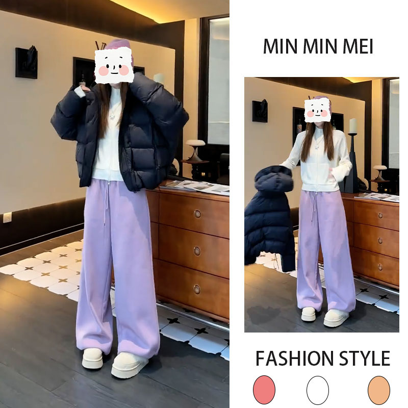 2025冬季新款设计感连帽加厚棉服外套加绒卫衣加绒休闲卫裤三件套