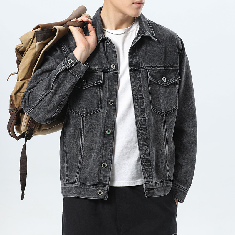 秋冬季牛仔外套男修身大码韩版简约时尚百搭休闲夹克石磨水洗男装