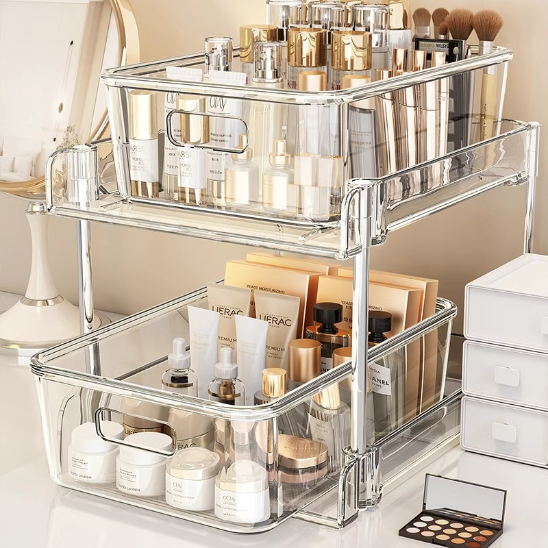 优勤化妆品收纳盒桌面收纳架大容量梳妆台护肤品面膜抽屉式置物架