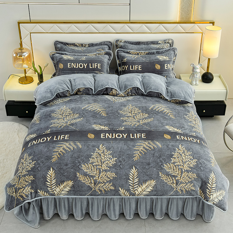 【人气爆款】高克重牛奶绒四件套加厚加绒秋冬暖绒床品套件被套被罩