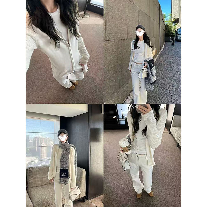 MosesQueen/魔西女王网红百搭拉链长袖显瘦针织设计感短款上衣