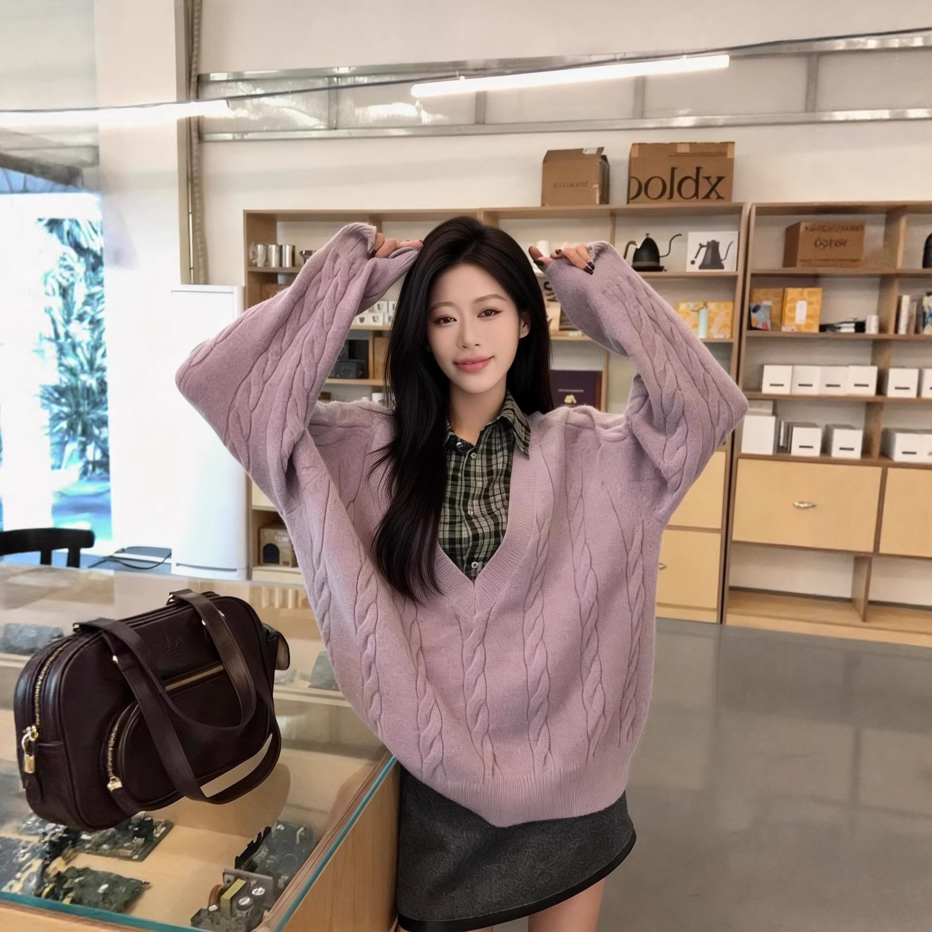 实拍~冬季新款假两件毛衣女可外穿内搭上衣长袖百搭针织衫女装