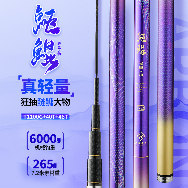 江城海川鮔鲲【巨昆】轻量大物竿鲢鳙竿高碳超轻超硬鲢鳙鱼竿