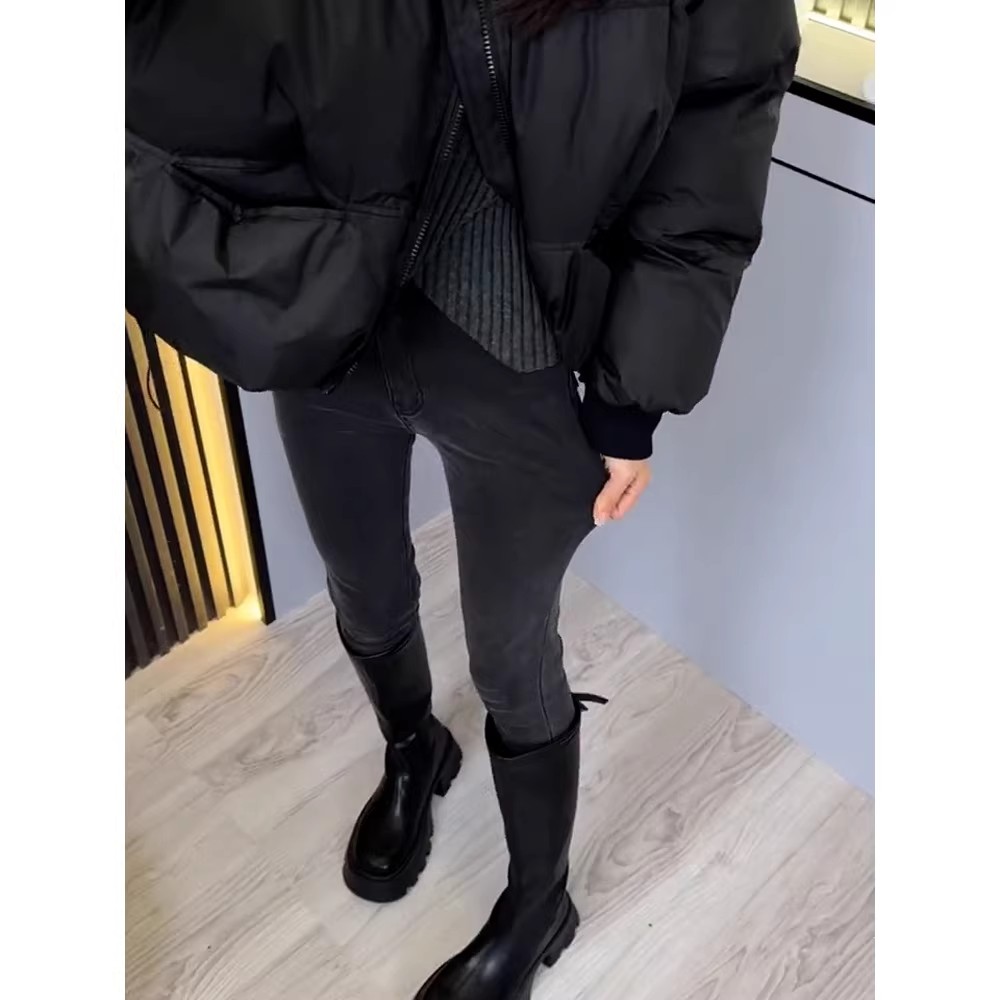 薄绒牛仔裤女秋冬2025年新款加绒高腰修身显瘦弹力紧身小脚铅笔裤