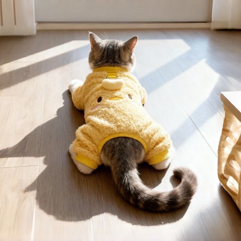 猫咪衣服冬季加厚可爱布偶英短银渐层无毛猫狗狗牵引保暖四脚绒衣