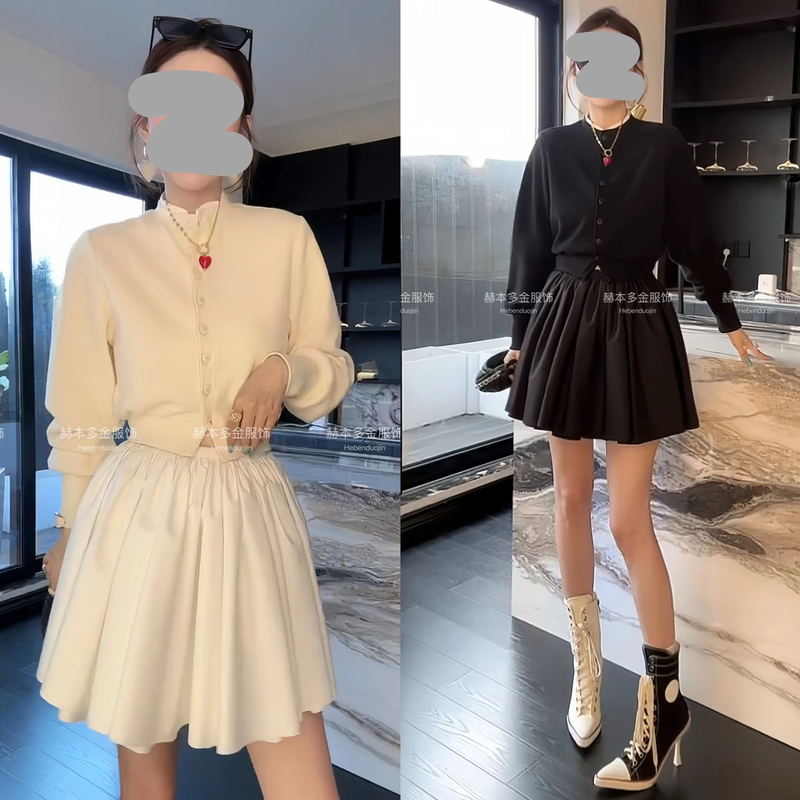 财阀千金女装春夏轻薄针织开衫一片式半身裙套装网红洋气炸街女装