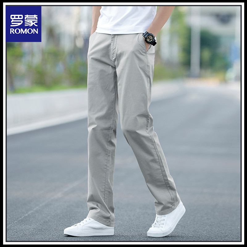 Romon/罗蒙秋季简约百搭男士休闲裤2025新款宽松商务直筒裤子男款