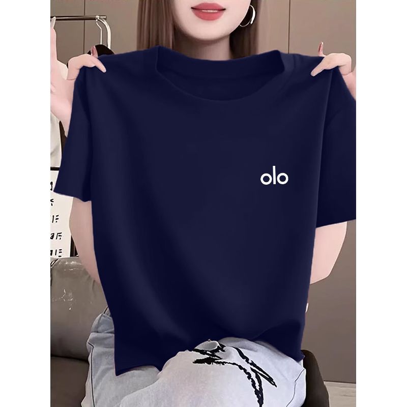 2025新款纯棉短袖t恤女韩版宽松休闲百搭时尚藏青色上衣薄款夏季