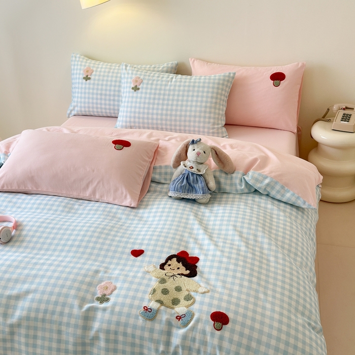 2025年秋冬新款加厚全棉磨毛四件套刺绣毛巾绣纯棉保暖床品三件套