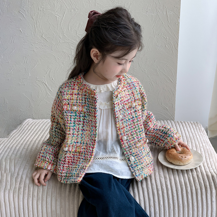 外套韩版春秋女童中小童儿童小香风洋气针织休闲宝宝时髦秋款