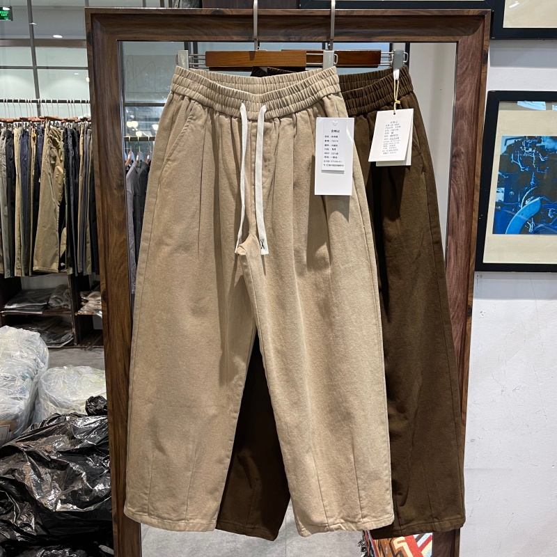 日潮雅痞风宽松直筒哈伦裤男高街潮流时尚阔腿裤潮男休闲长裤