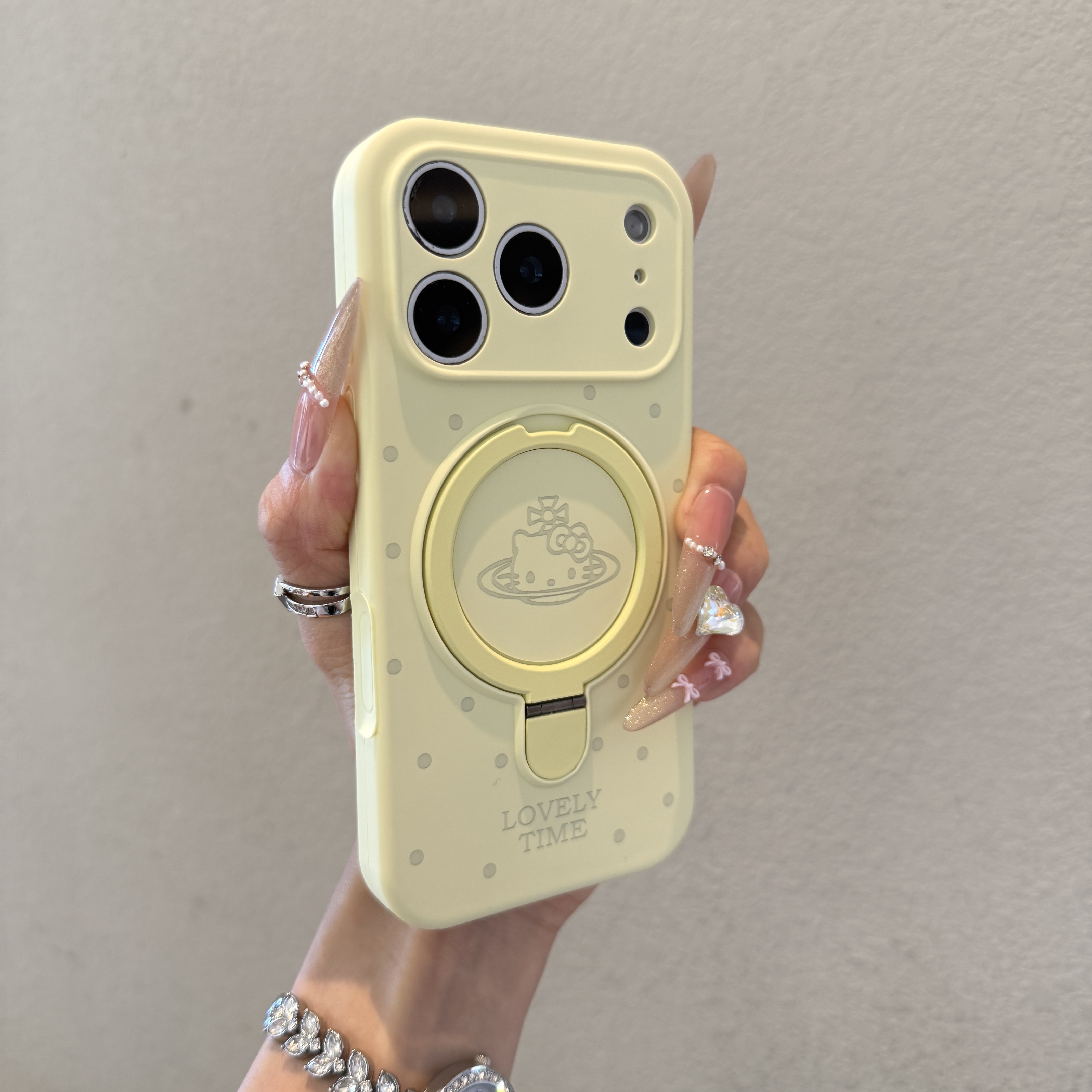 波点KT猫磁吸支架适用苹果17promax手机壳iPhone16创意15肤感14女