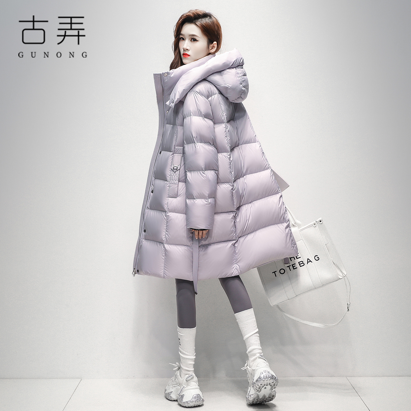 潮牌时尚过膝羽绒服女2025冬季上新防风抗寒保暖连帽鸭绒厚外套潮