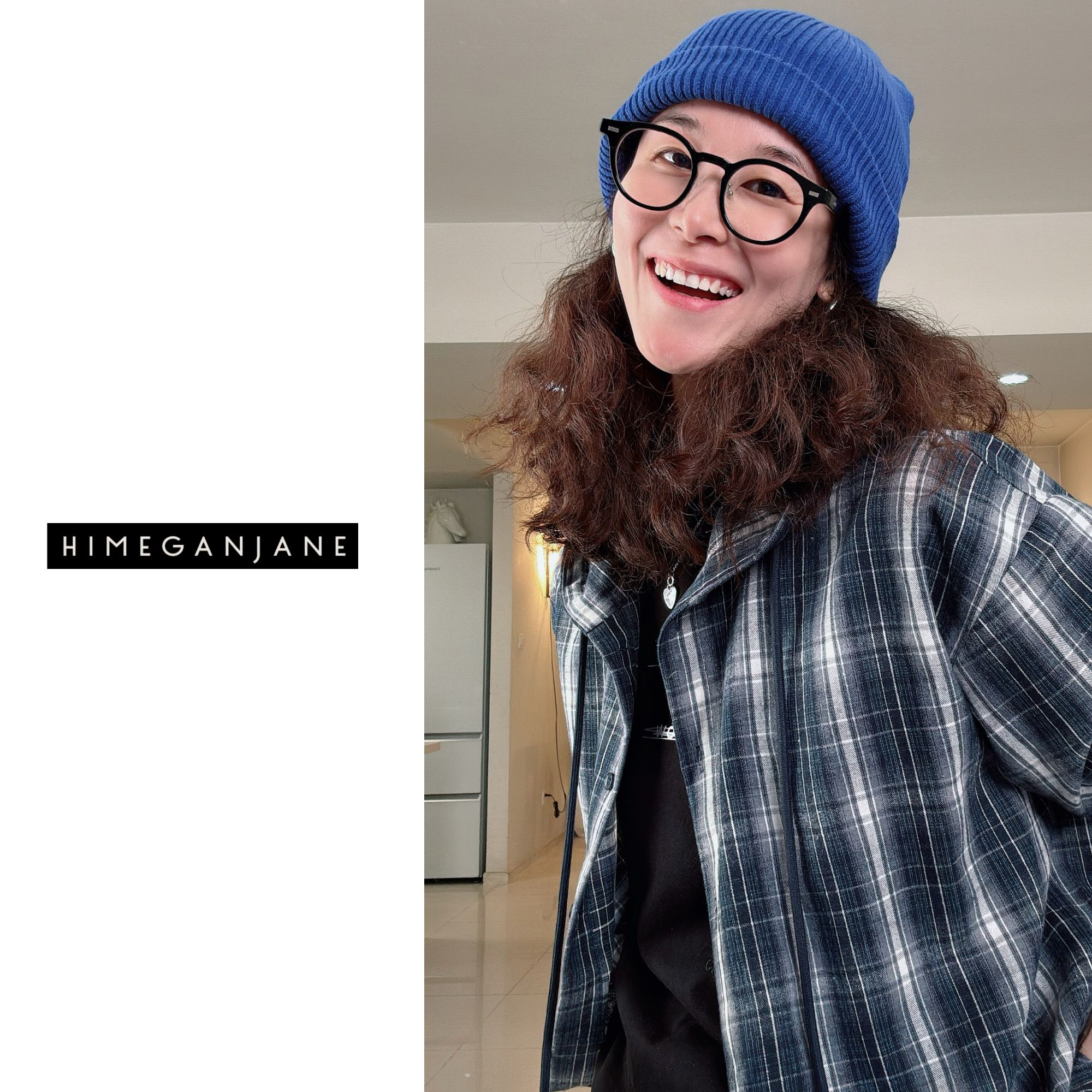 HIMEGANJANE “松弛感‌”复古水洗格子连帽廓形宽松休闲衬衣25145