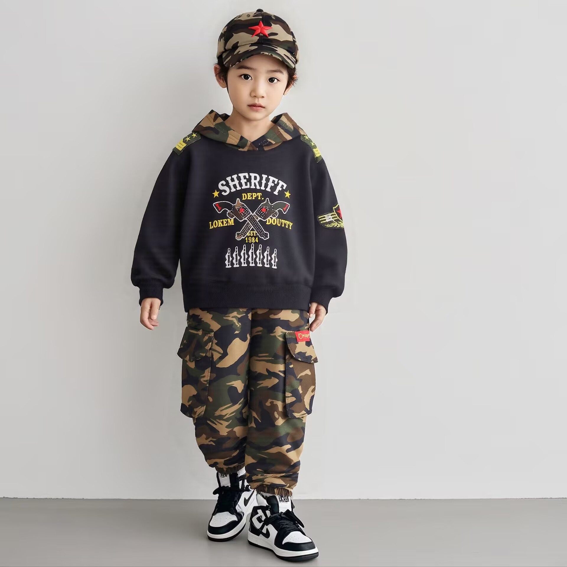 【沫沫家】男女童秋款时尚迷彩套装儿童帅气儿童宝宝春秋两件套