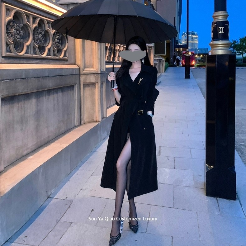 风衣女款2025新款秋装显瘦气质高级感时尚黑色中长款巨好看的外套