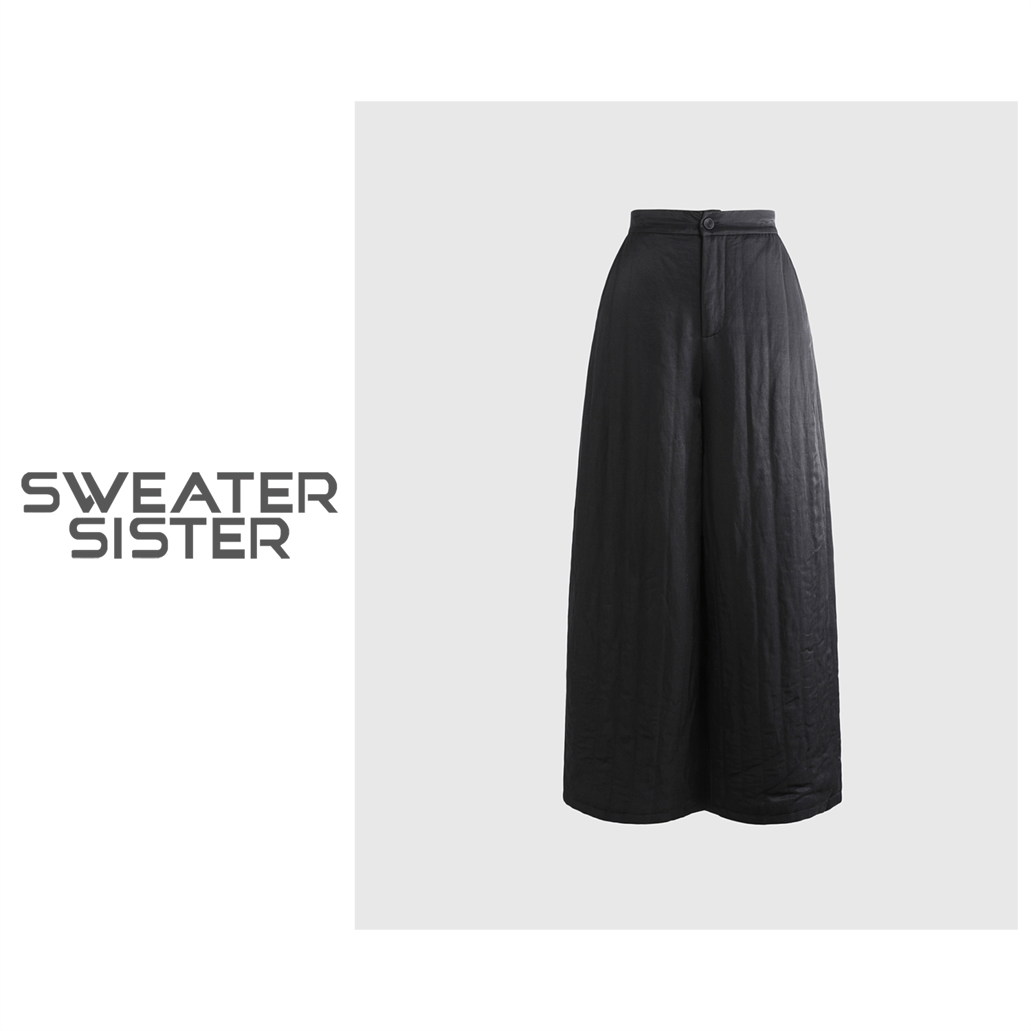 高级感绗缝半松紧夹棉直筒裤高腰显瘦休闲阔腿裤女5353-5522