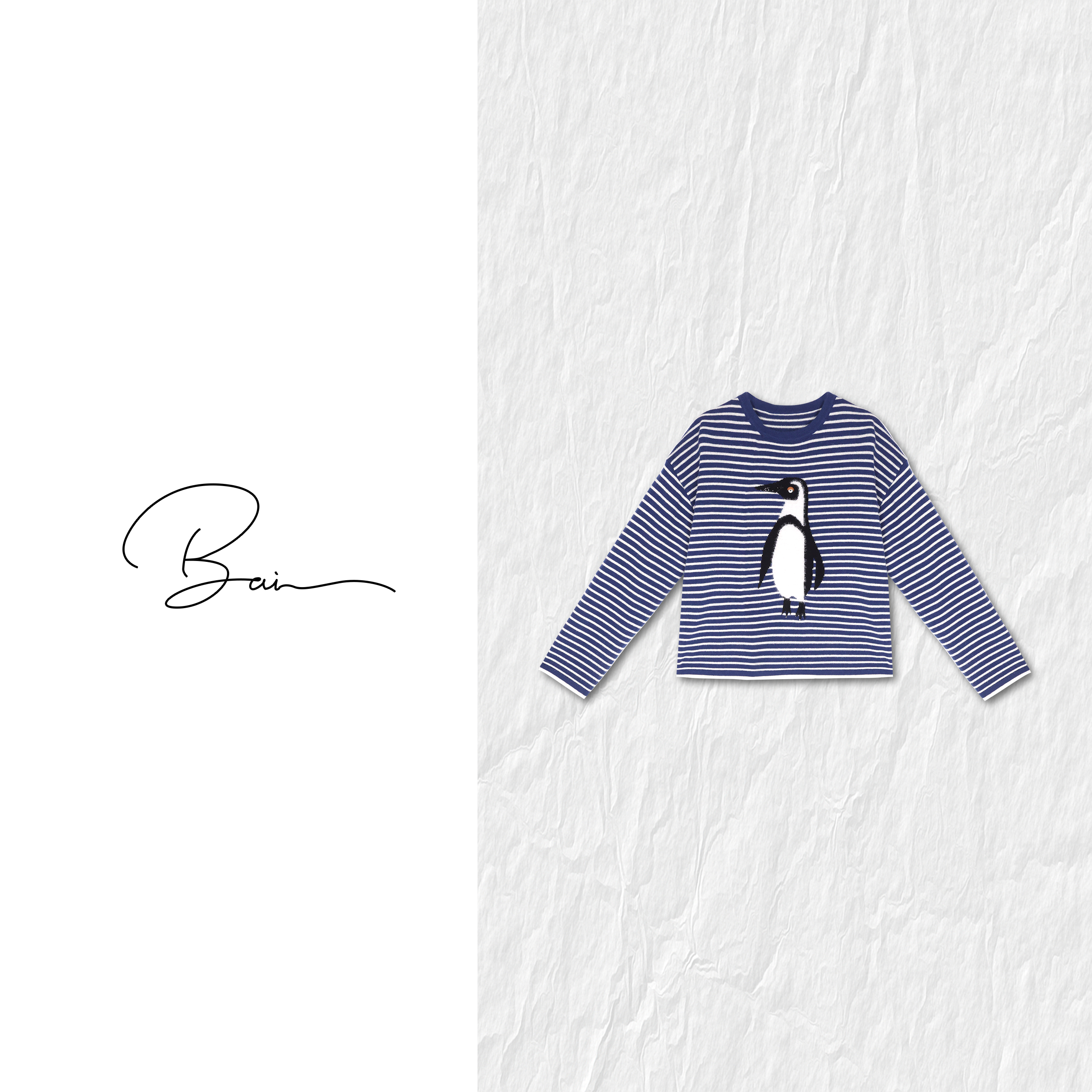 TXB 100羊毛横织条纹企鹅拉毛提花刺绣舒适针织上衣XB-7778