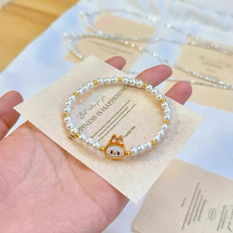 足银手链 拉布布手链男女小众设计感弹力绳亲子款手饰礼物