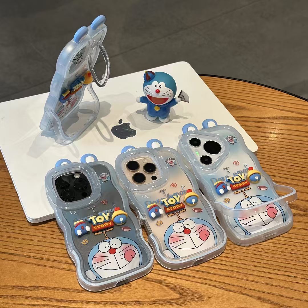 开心蓝叮当猫蓝耳朵适用iPhone17promax手机壳苹果16新款15可爱14