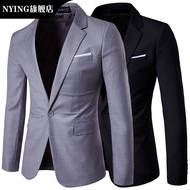 NYING秋冬新款休闲韩版修身商务休闲薄款小西装男帅气外套西服男