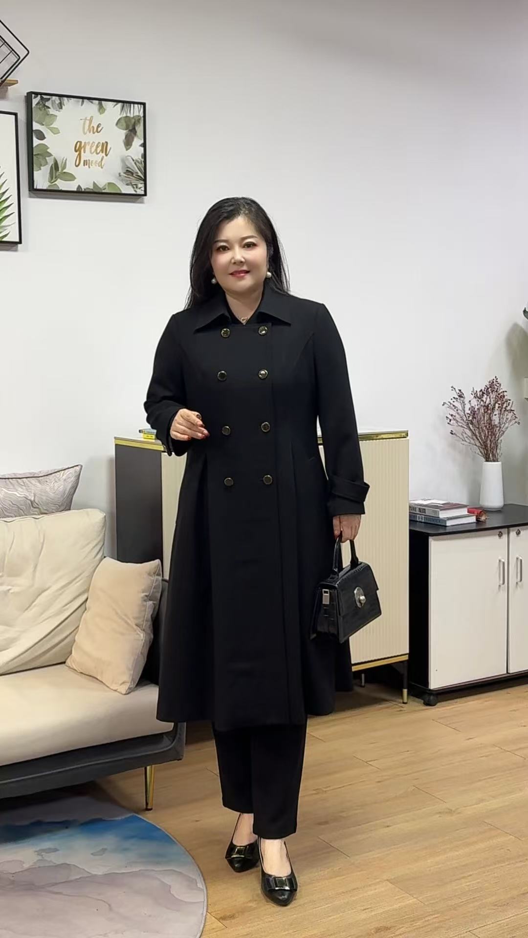 娜丹静原创轻奢大码女装洋气时尚显瘦精纺风衣外套ZT22392