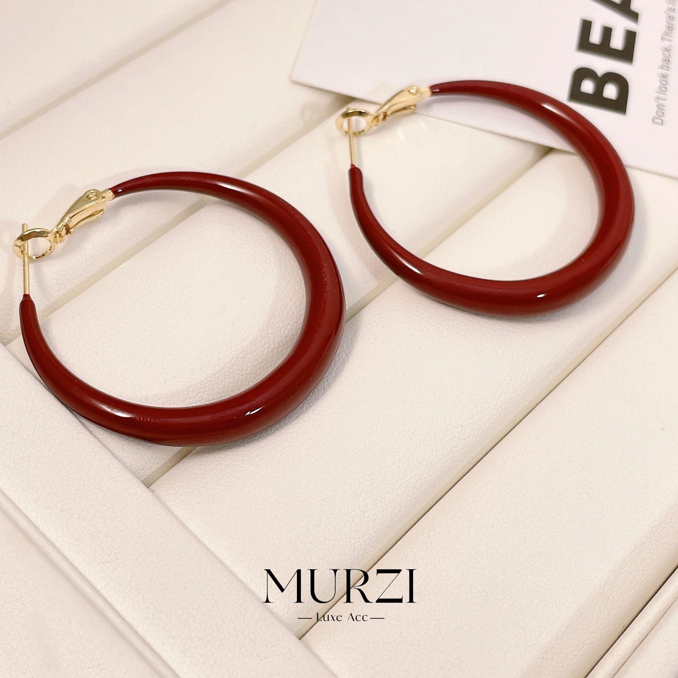 铜合金耳饰 【安可拉红色月牙耳圈】轻奢时尚复古简约个性-A28