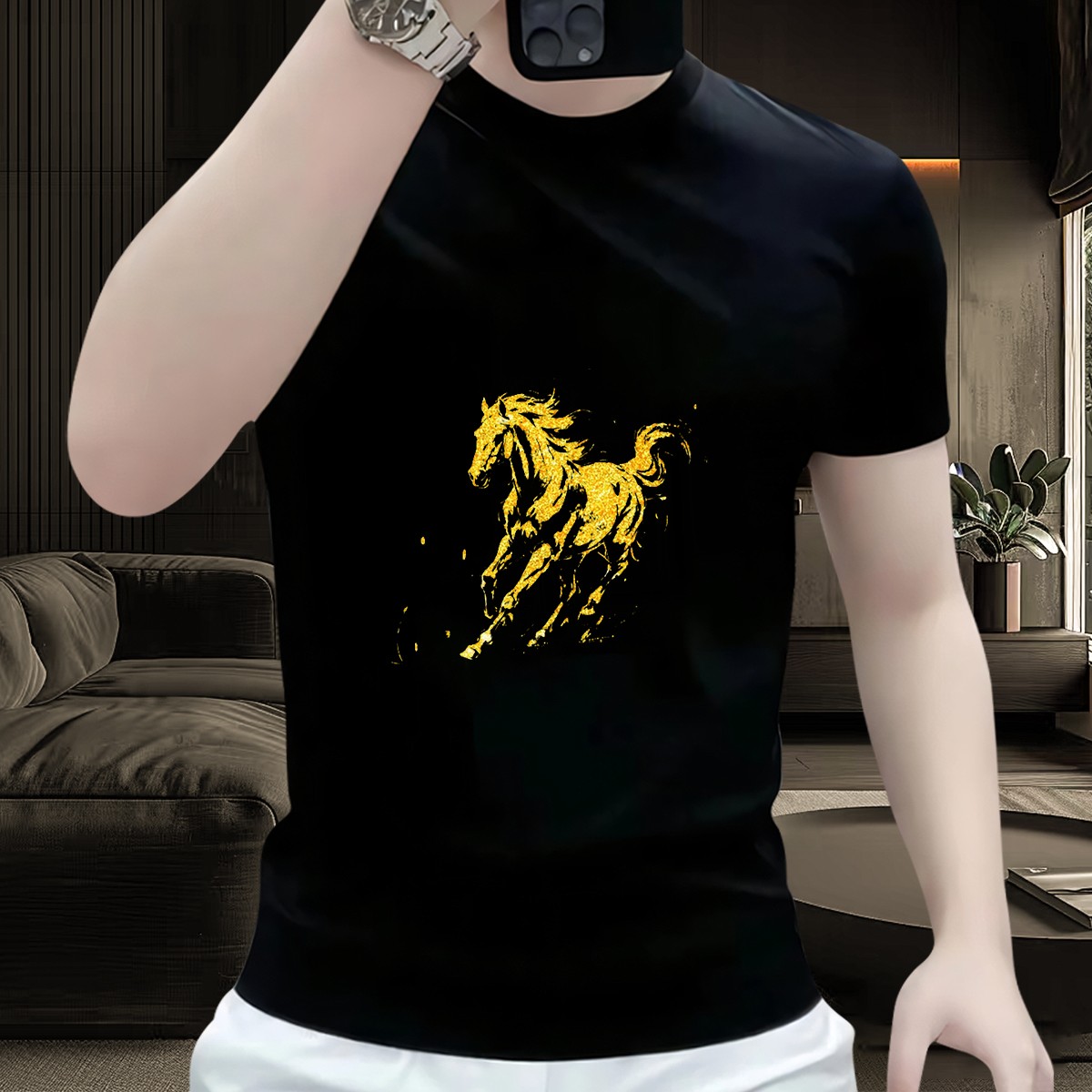 短袖男t恤2025男士夏季新款休闲潮牌痞帅炸街网红款纯棉男装上衣