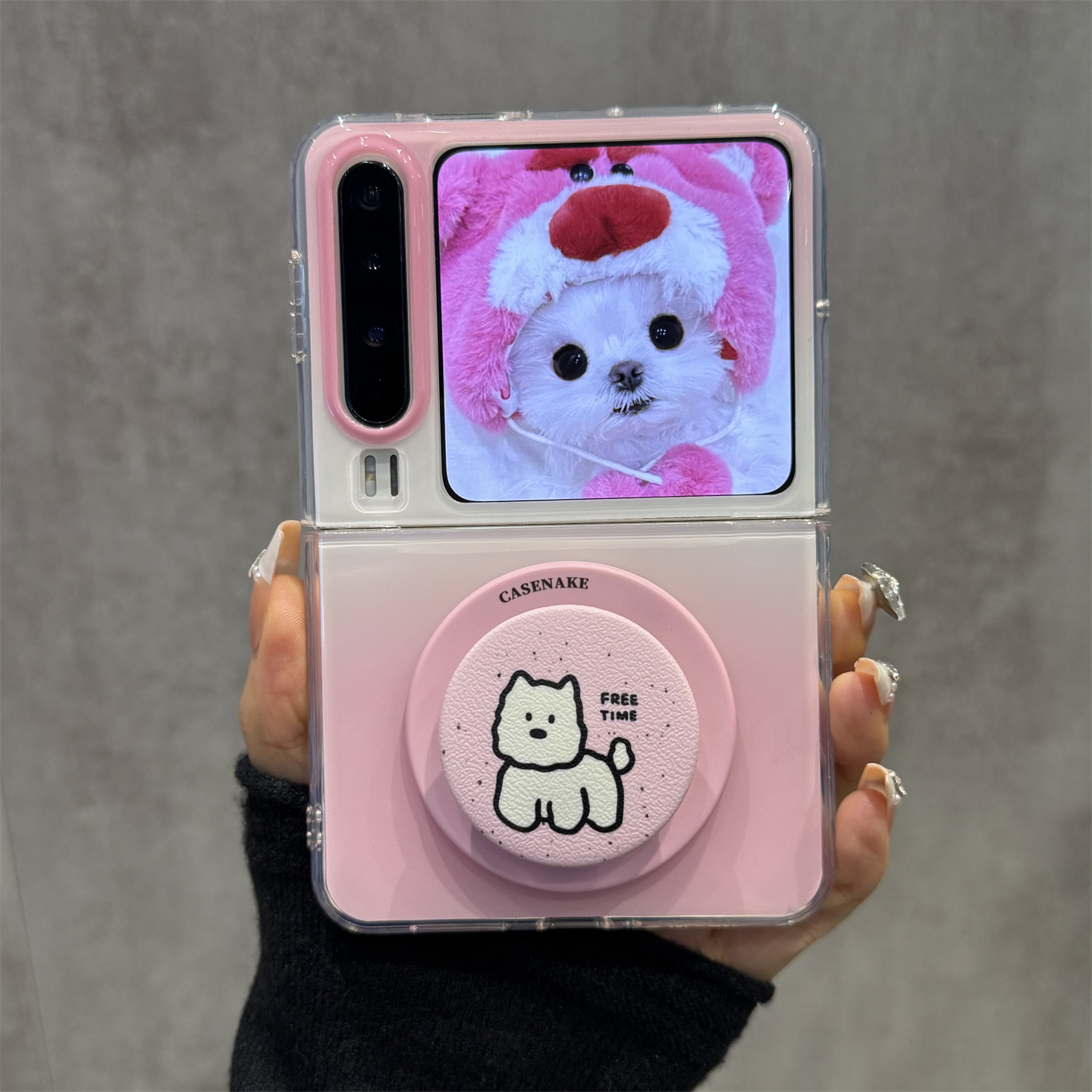 适用华为purax典藏版折叠屏手机壳pocket2粉色西高地狗狗磁吸支架