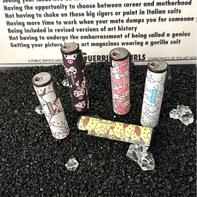 2025网红卡通三丽鸥金属圆柱式打火机蓝焰直冲批发商用送礼包邮