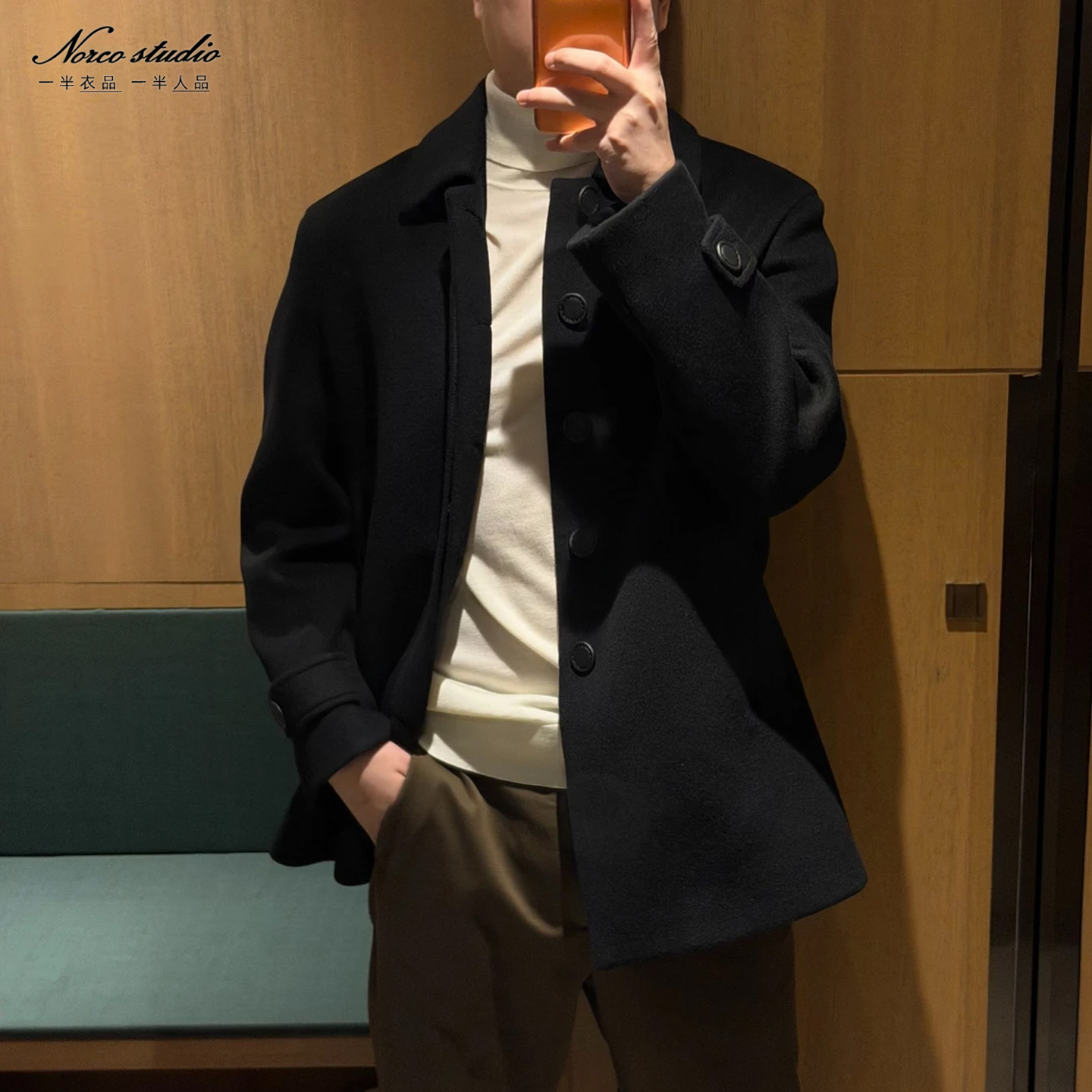 【诺可高定】“轻暖绅品”冬季进口美利奴80支高支密羊毛大衣 50101