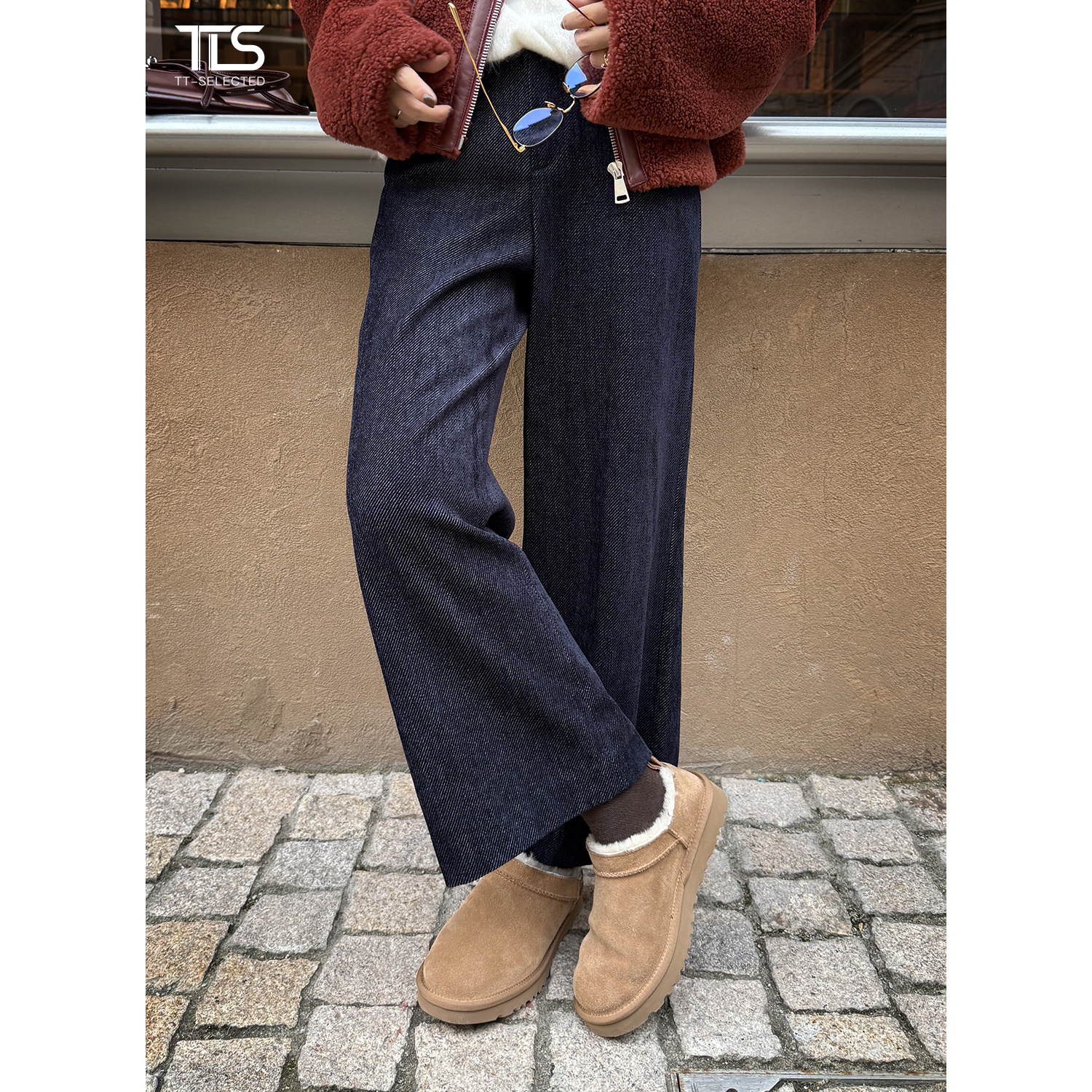 TT【蓝丝绒】新疆棉天丝复古高级直筒高腰显瘦休闲裤CK5111