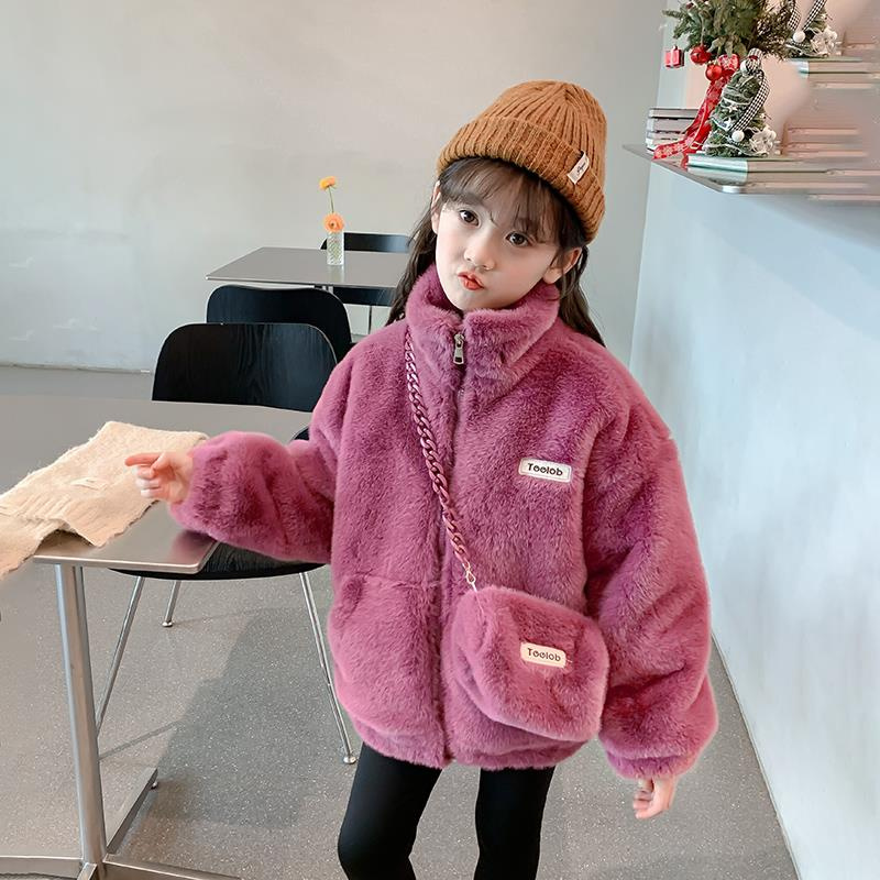 巴拉扣扣新年女童加绒外套冬装2025新款童装中大童水貂绒衣服儿