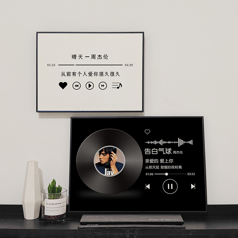 简约现代电表箱装饰画遮挡光盘唱片歌词网络CD2025新款网红挂画配