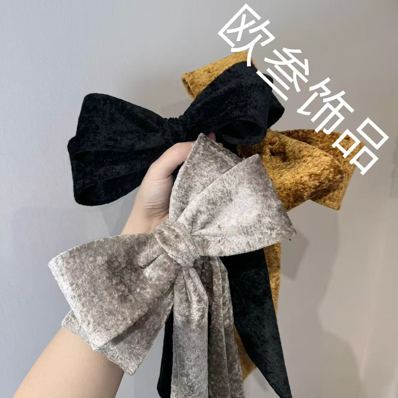 th2036大版绒面蝴蝶结发夹顶夹弹簧夹发饰高级百搭精致纯手工