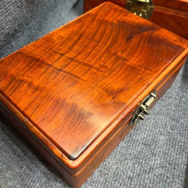 缅花28cm全独板首饰盒大容量收纳盒带锁实木带钥匙盒子高档精致