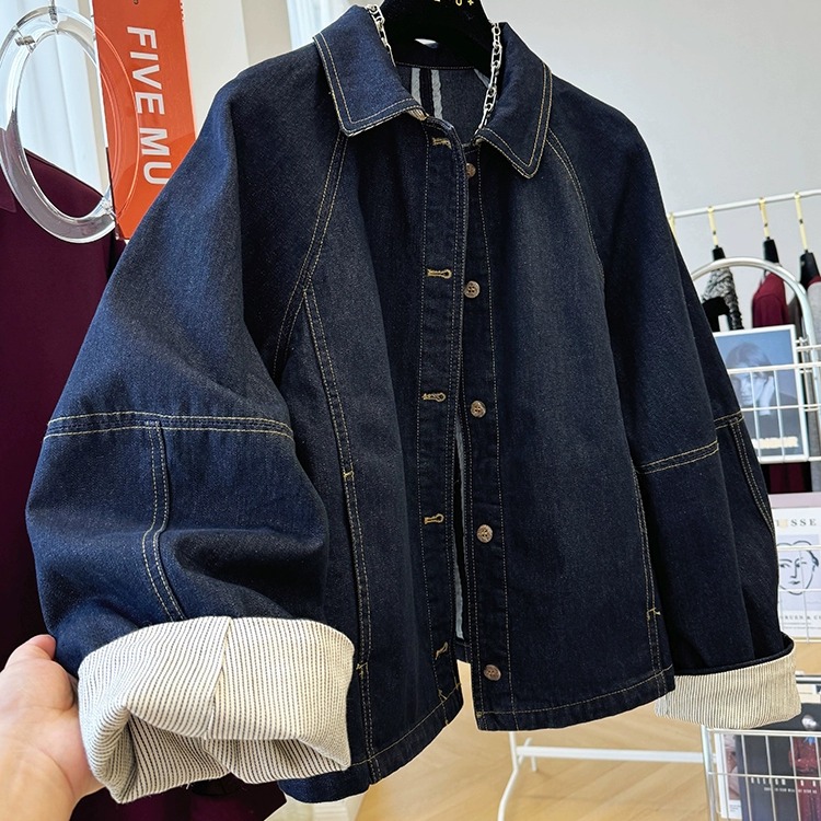 复古韩系独特超好看夹克上衣高级感洋气休闲宽松牛仔外套女春秋款