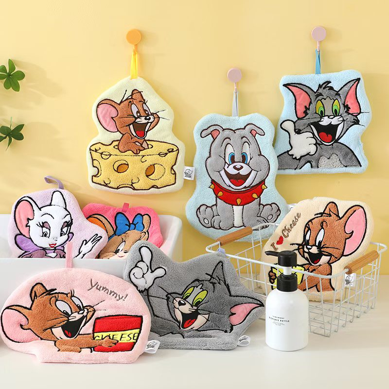 猫和老鼠挂式擦手巾可爱吸水加厚速干毛巾厨房适用