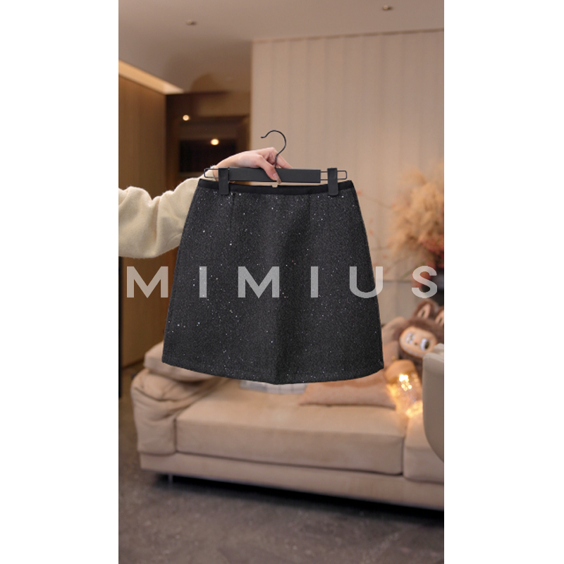 【mimius】P 亮闪闪A字羊毛毛呢半身裙裤 G11008