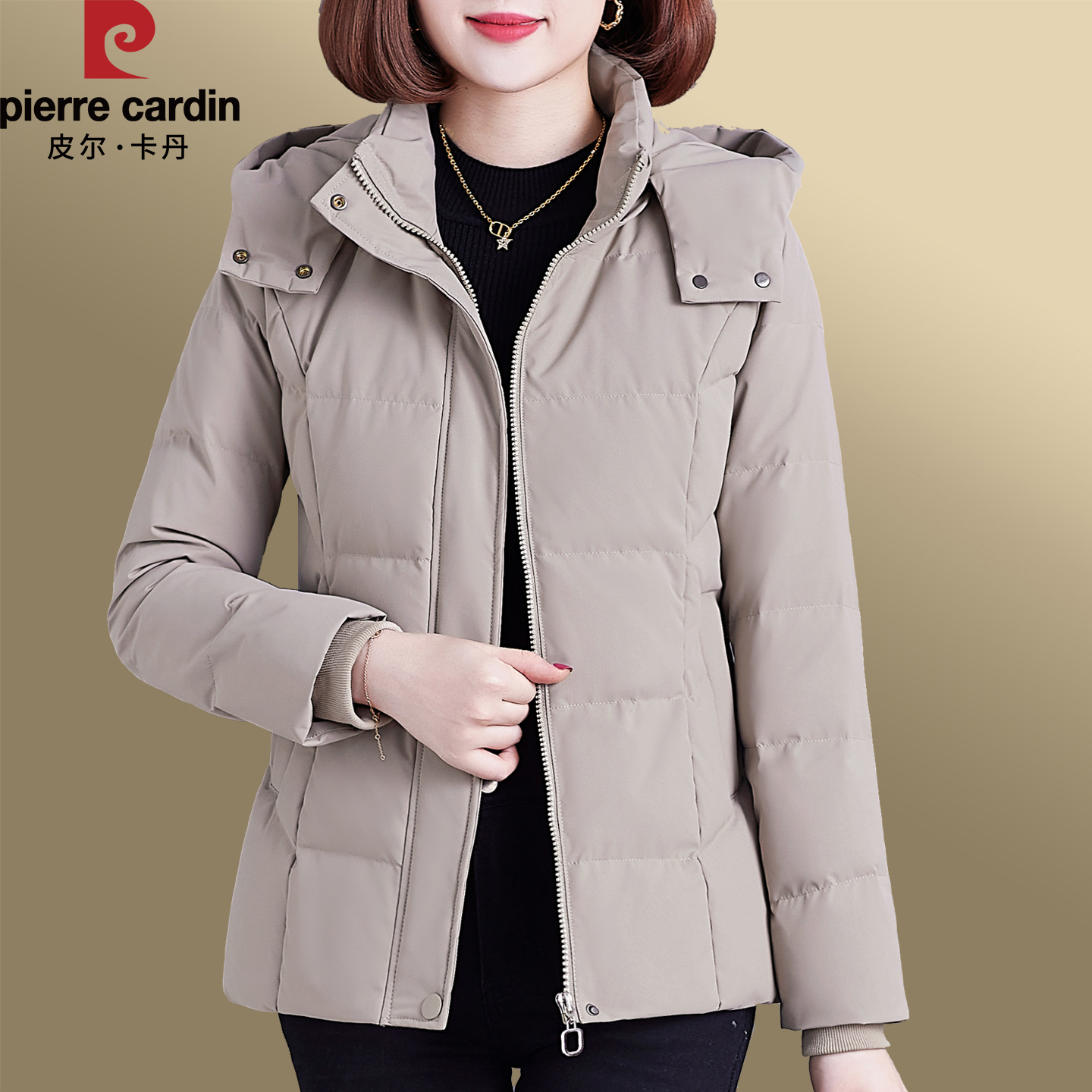 皮尔卡丹高端短款羽绒服女冬季2025新款加绒加厚保暖时尚修身外套