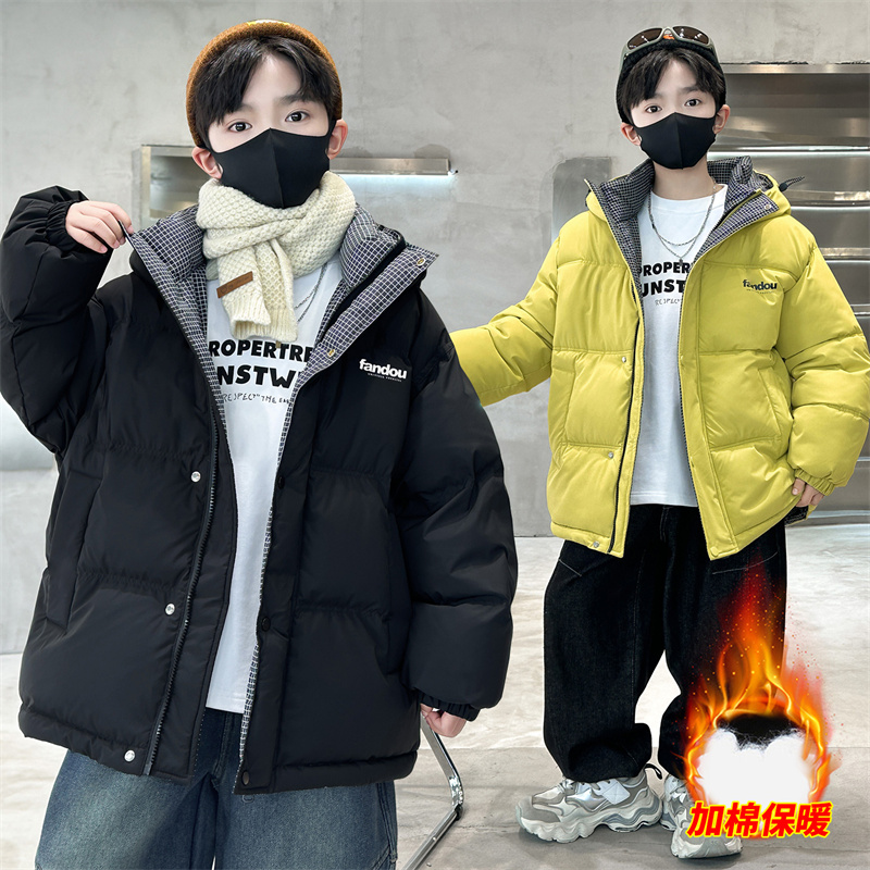 儿童棉衣男童冬季2025新款中大童冬装棉服加厚男孩加绒保暖外套潮