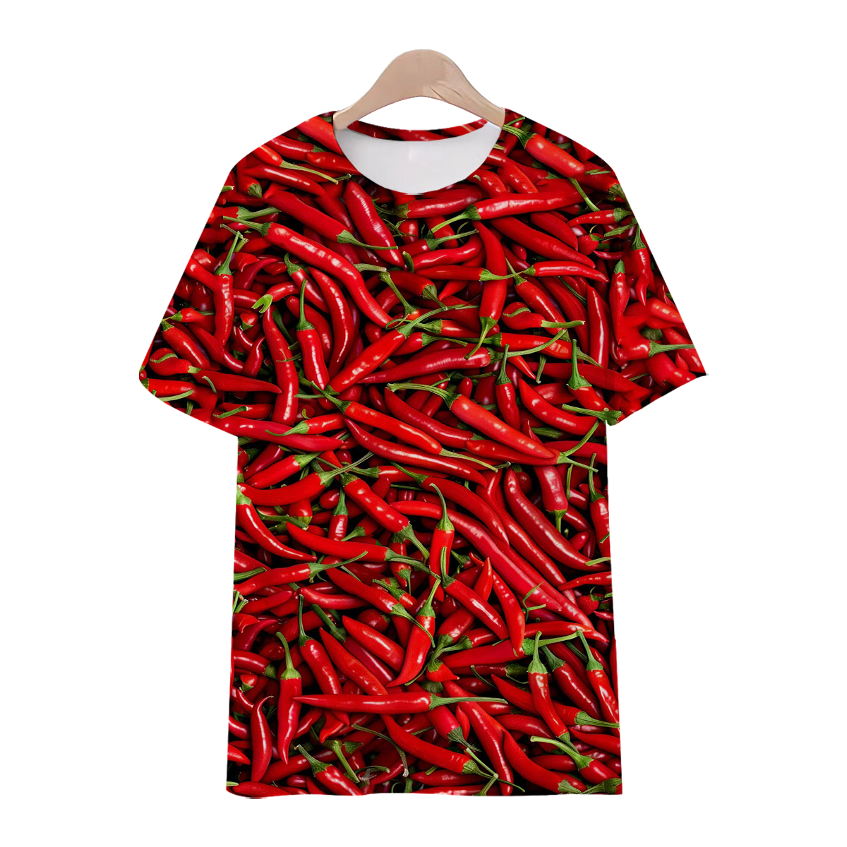 辣椒蔬菜瓜果个性短袖T恤时尚抽象户外网红青年圆领印花宽松T恤衫