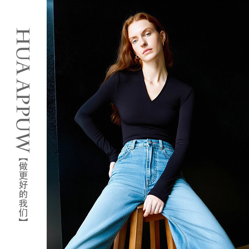 画朴法式黑色v领长袖针织衫女2025早秋新款高级感洋气修身上衣ins