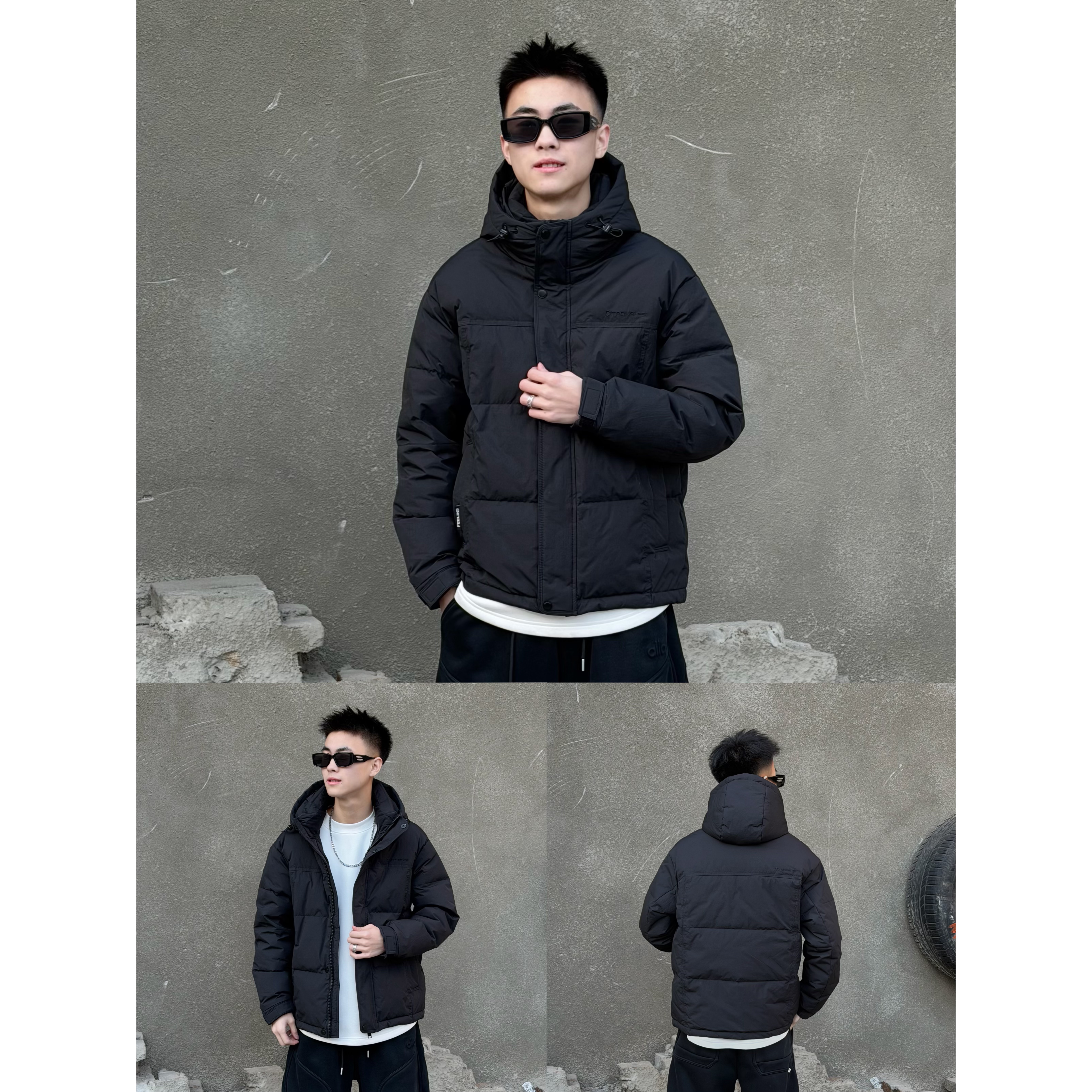 冬季新款白鸭绒保暖抗风加厚羽绒服潮款加厚连帽刺绣百搭外套8606