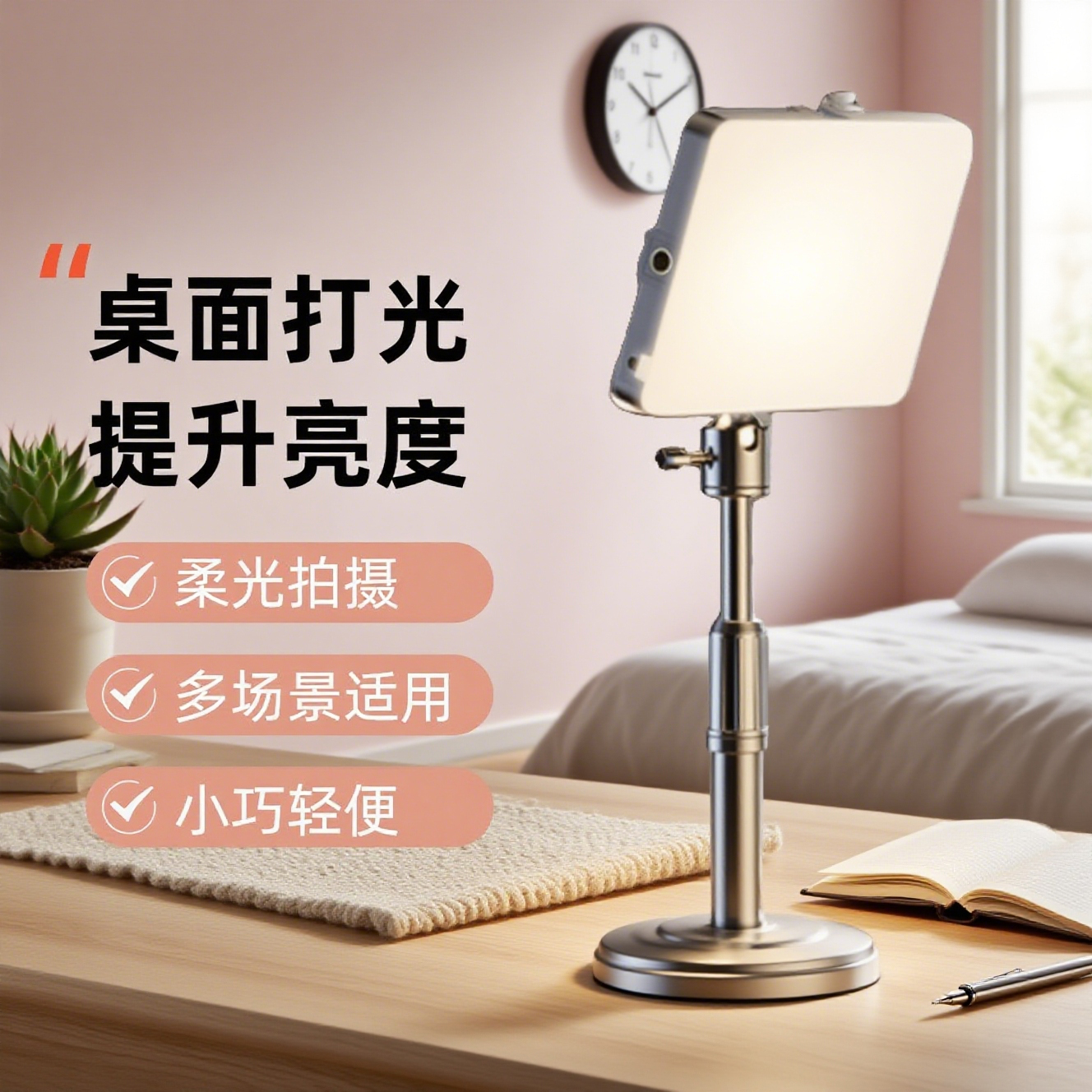 手机直播补光灯坐播专用柔光美颜打光灯可伸缩旋转拍照全屏平板灯