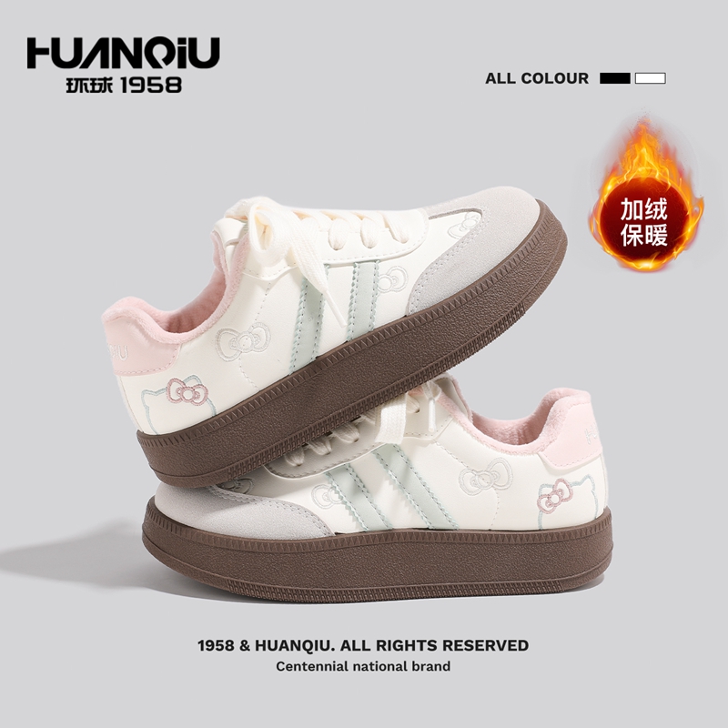 环球爆款加绒厚底增高板鞋时尚保暖休闲鞋阔腿裤必备鞋潮牌女鞋