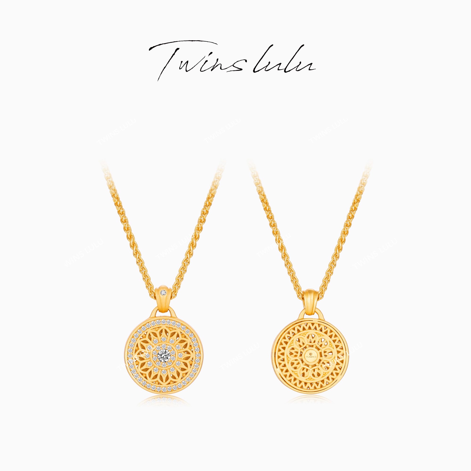 TWINS LULU 925银 镀K金 古法工艺国潮新中式福盘项链TSJ9930