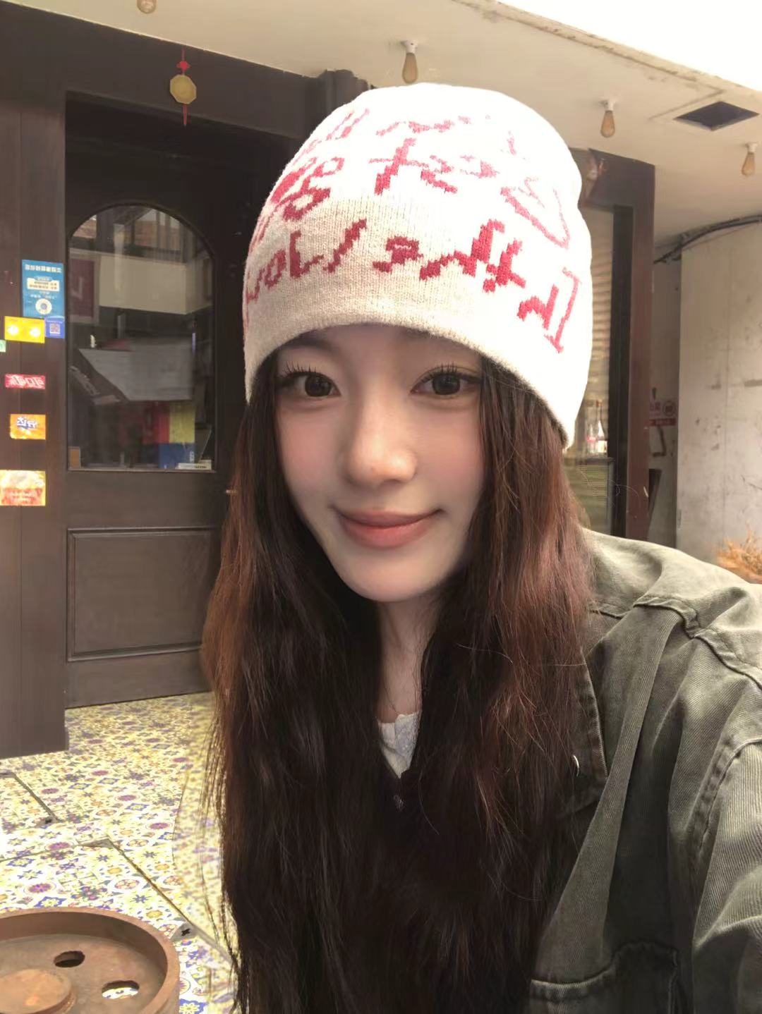 y2k辣妹时髦感字母堆堆帽女大头围2025新款毛线针织帽子包头帽秋